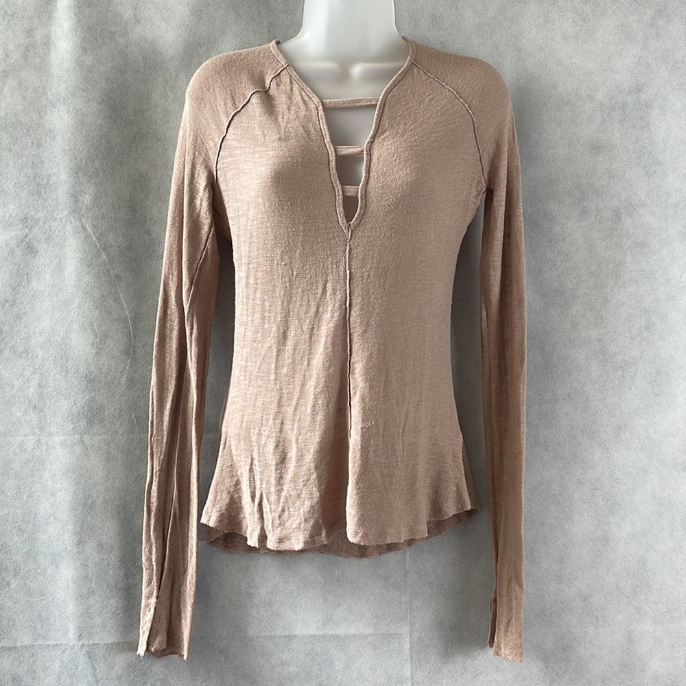 Free People Intimately Bae Bae Sheer Rayon Knit Tee Size Small
